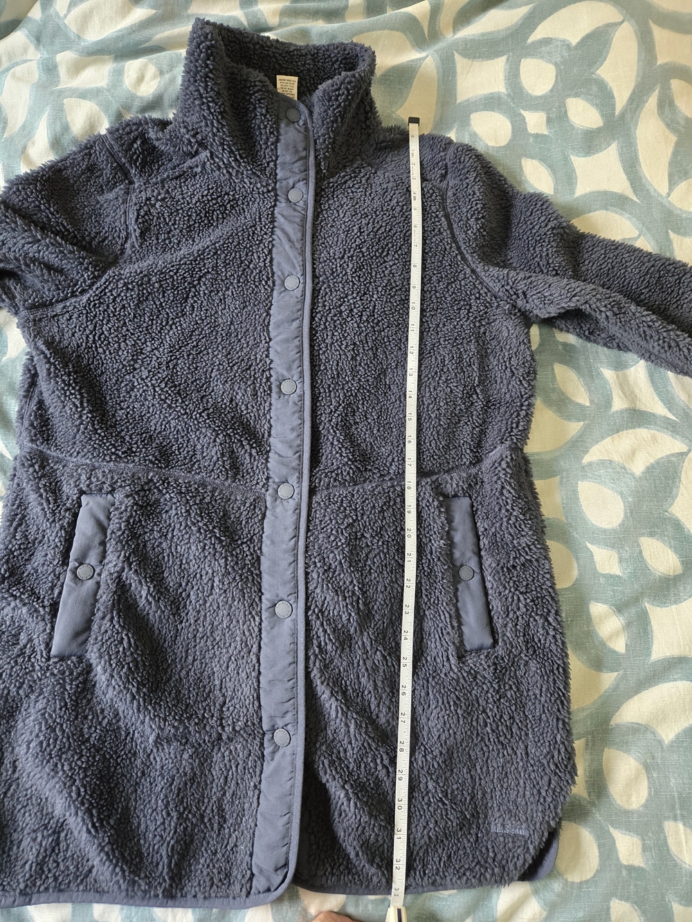 LL Bean Cozy Plush Teddy Coat - Navy Blue - Picture 8 of 9
